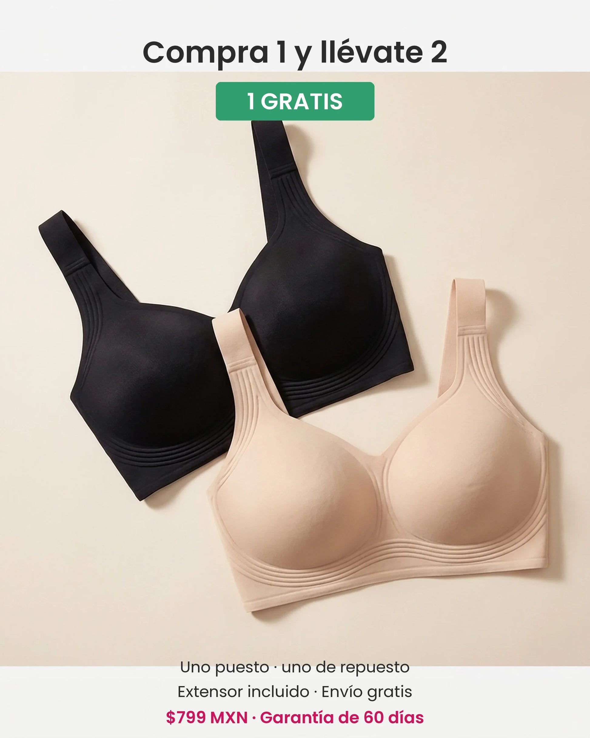 Oferta 1+1: dos brasieres VivaCuerpo, uno gratis